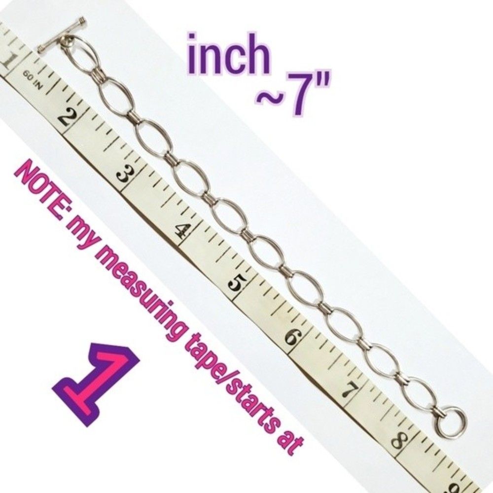 Loop Oval Linked 925 Sterling Silver Toggle Brace… - image 8